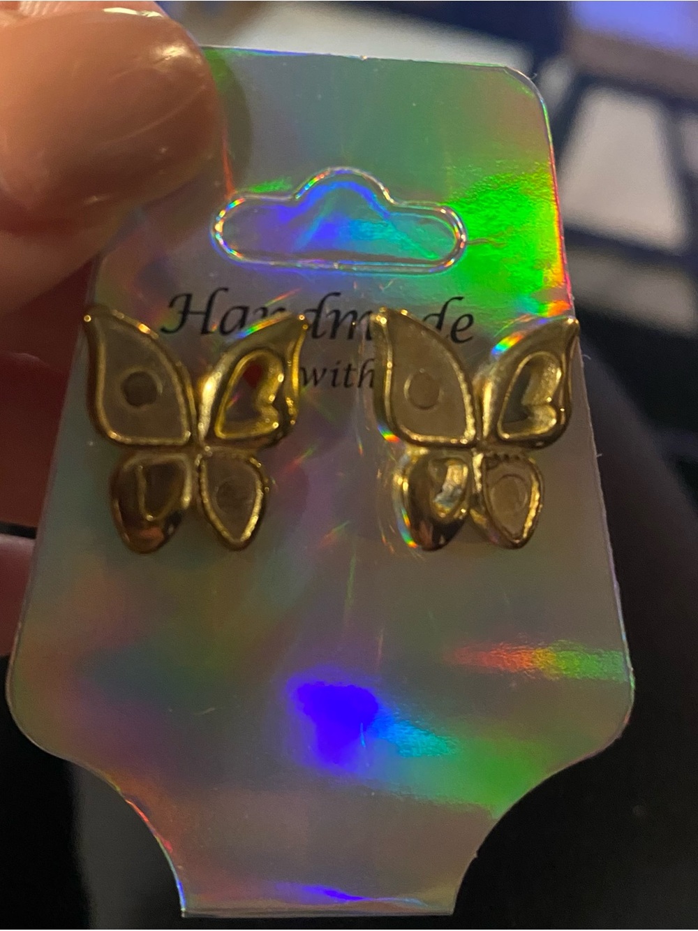 Gold Butterfly Stud Earrings - Women's Accessories